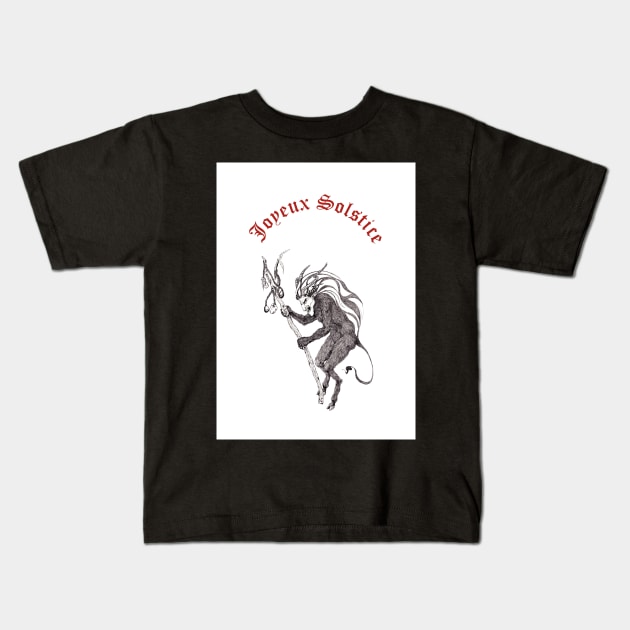 Krampus + "Joyeux Solstice" Kids T-Shirt by LucyDreams